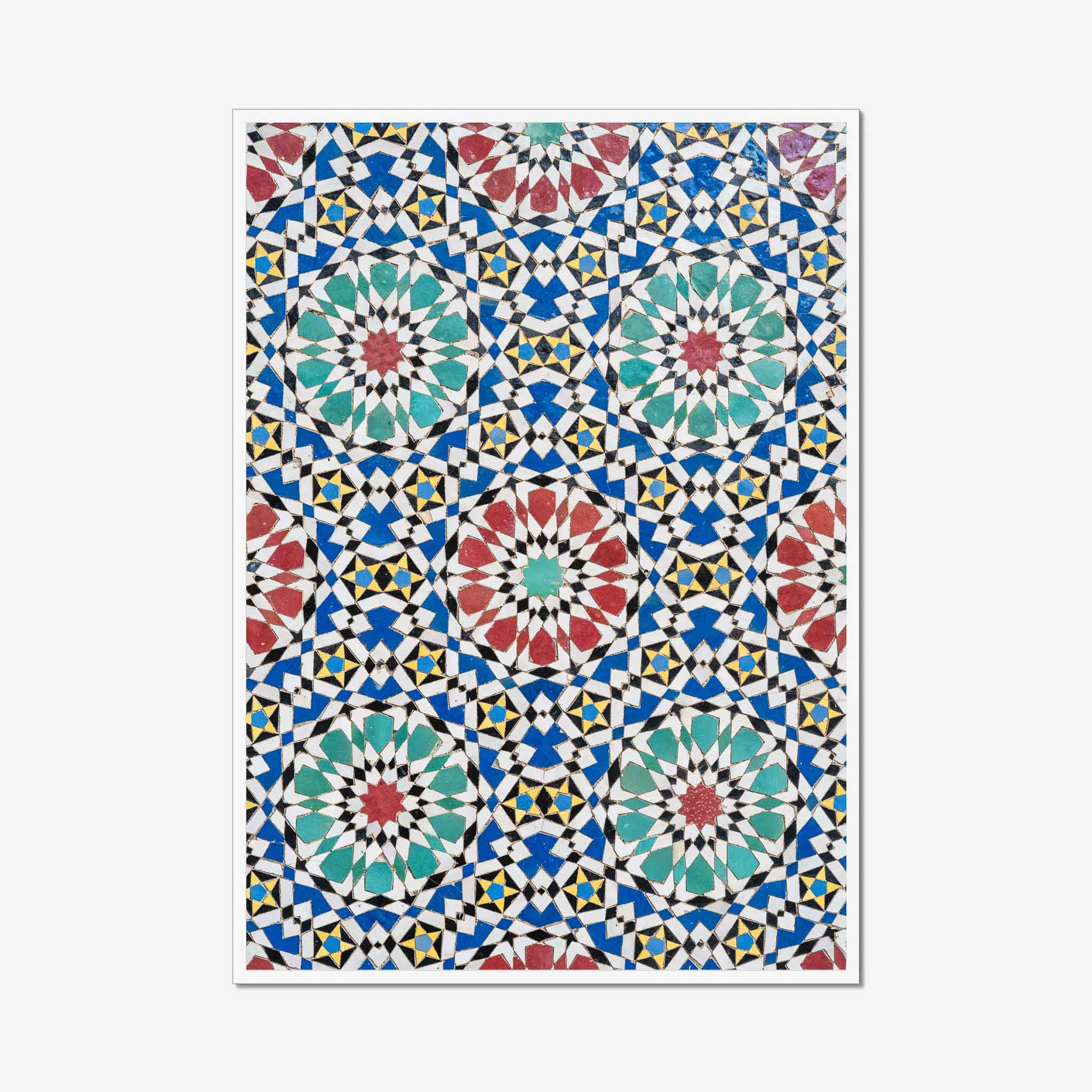 Colorful Moroccan tiles Frame White